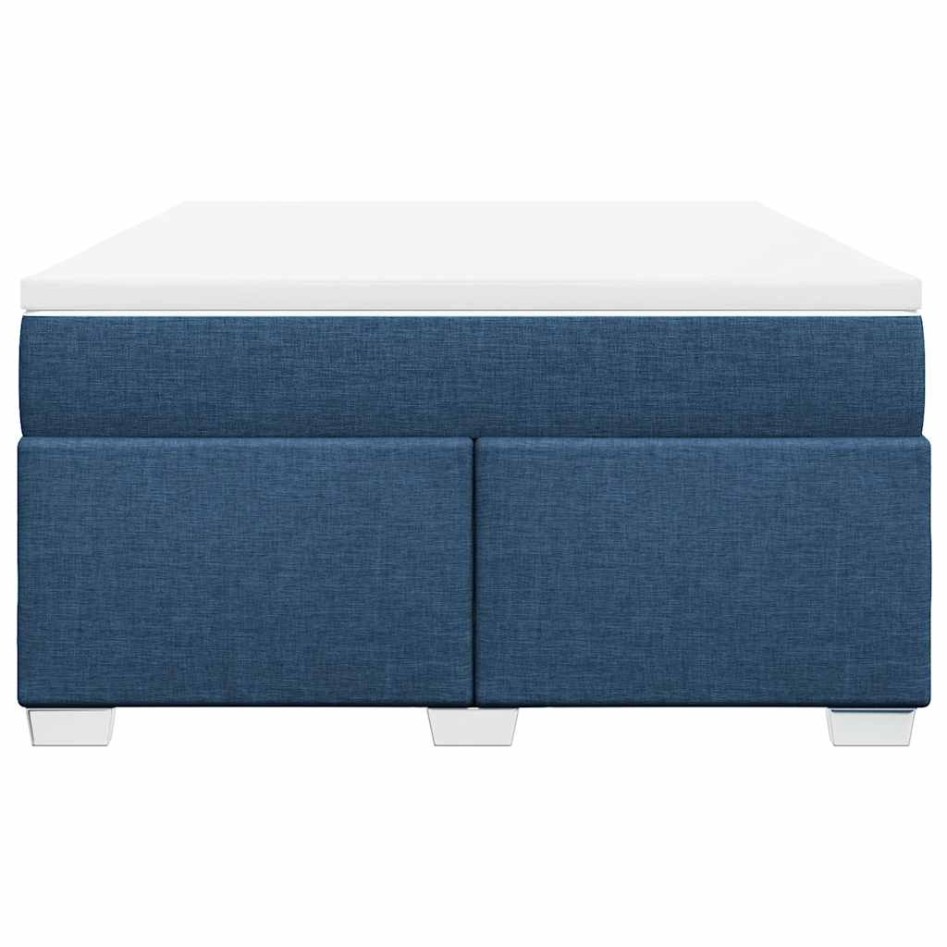 Cama box spring con colchón tela azul 140x190