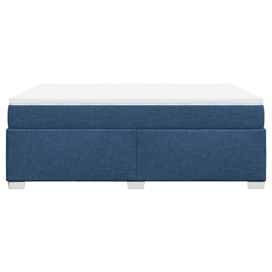 Cama box spring con colchón tela azul 140x190
