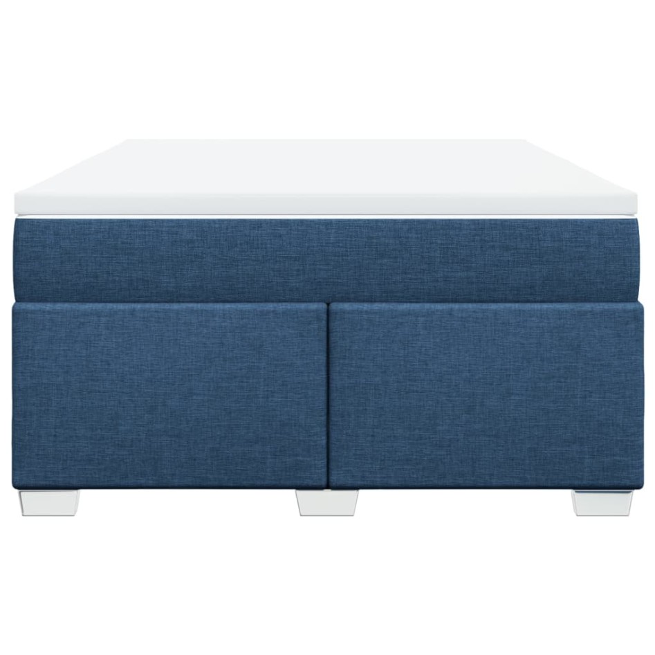 Cama box spring con colchón tela azul 140x200