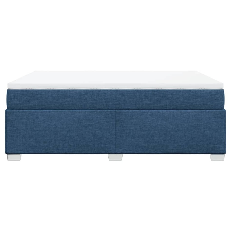 Cama box spring con colchón tela azul 140x200