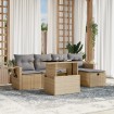 Juego de sofás jardín con cojines 6 pzas ratán sintético beige