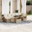 Set de sofás de jardín y cojines 8 piezas ratán sintético beige