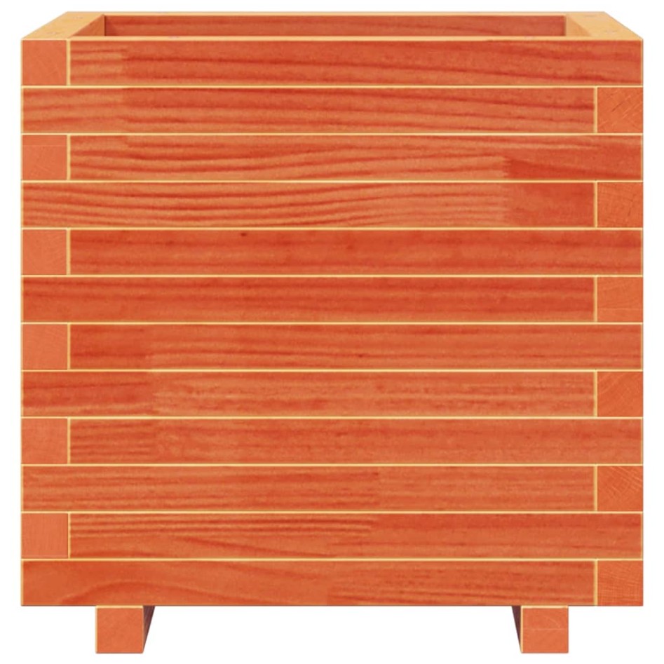 Jardinera madera maciza de pino marrón cera 50x50x49,5