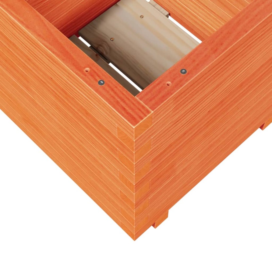 Jardinera madera maciza de pino marrón cera 50x50x49,5