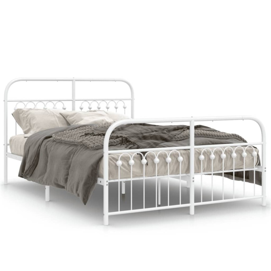 Estructura cama sin colchón con estribo metal blanco 137x190