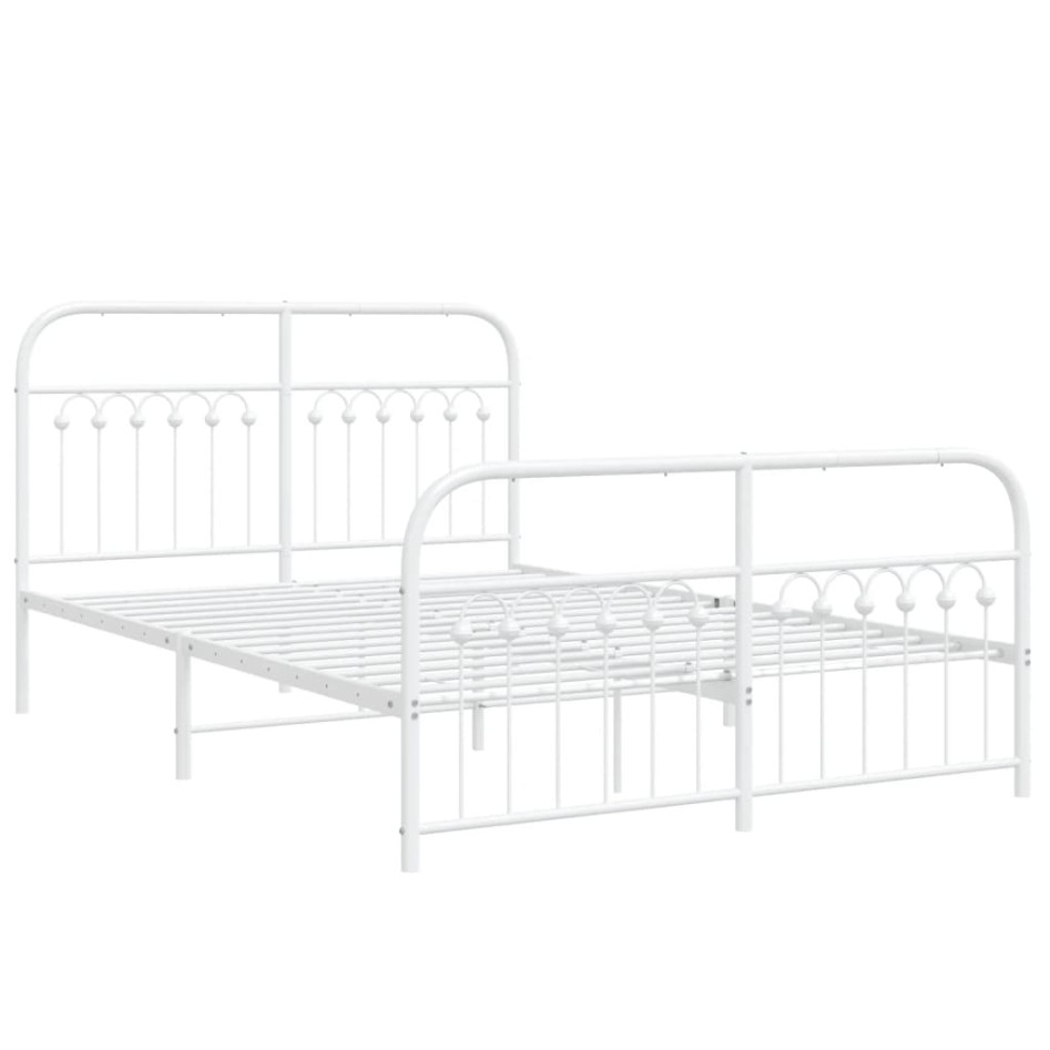 Estructura cama sin colchón con estribo metal blanco 137x190