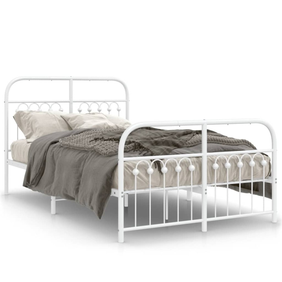 Estructura cama sin colchón con estribo metal blanco 120x190
