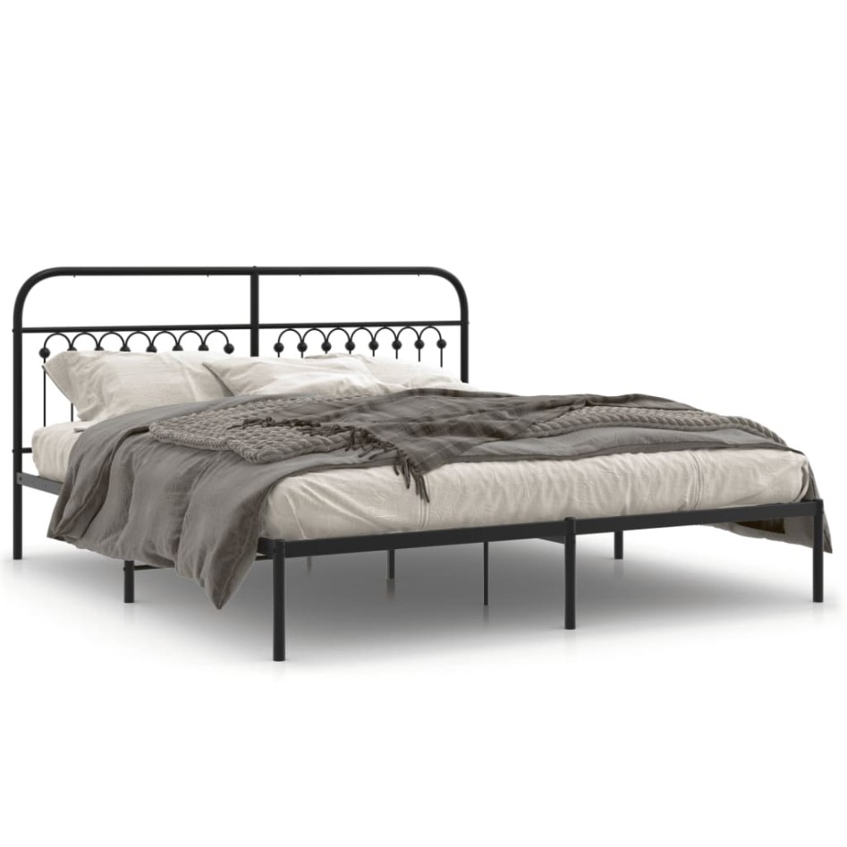 Estructura cama sin colchón con cabecero metal negro 183x213