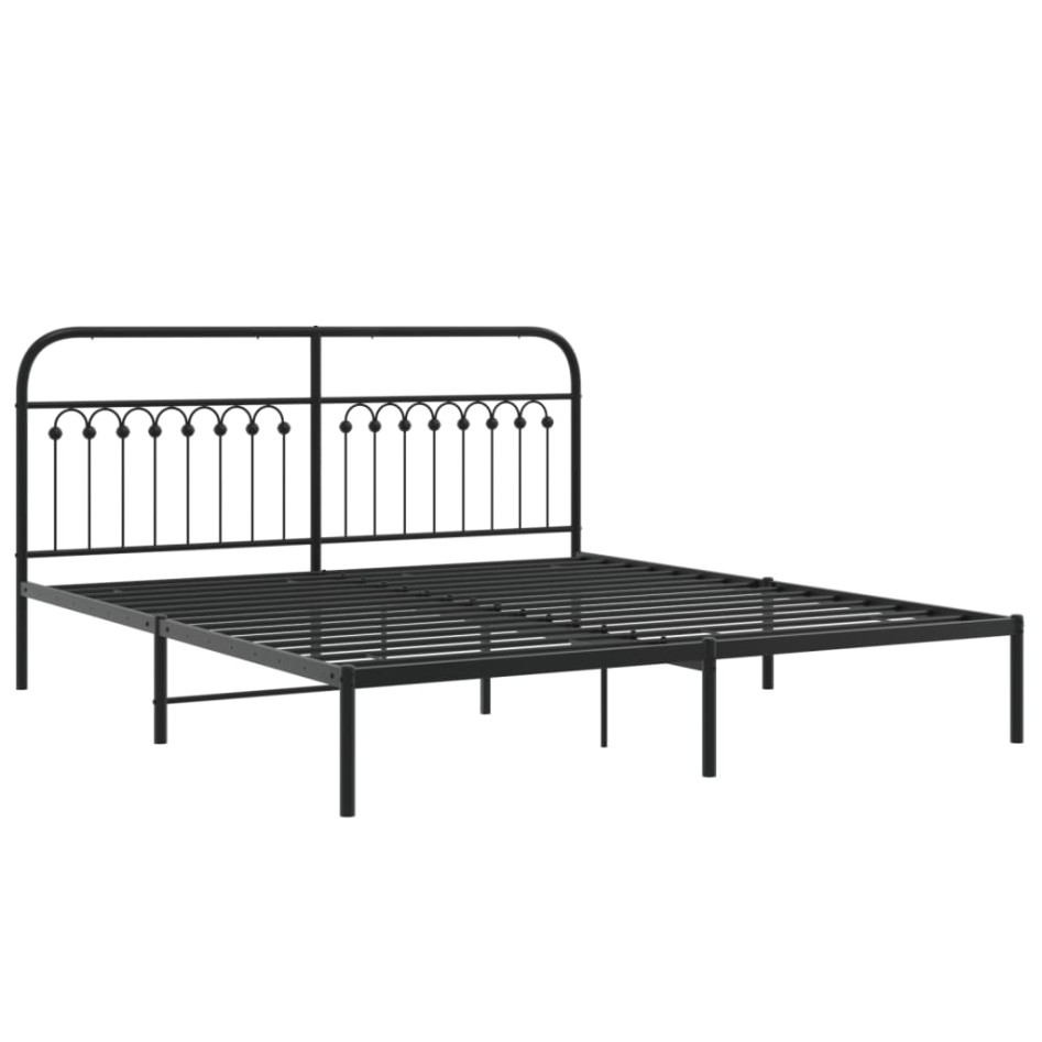 Estructura cama sin colchón con cabecero metal negro 183x213