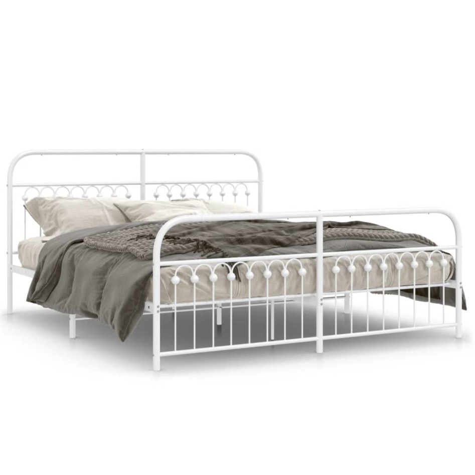 Estructura cama sin colchón con estribo metal blanco 183x213