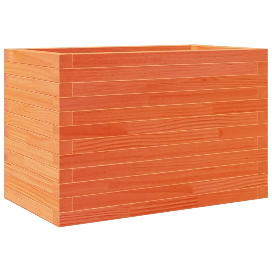 Jardinera de madera maciza de pino marrón cera 70x40x45,5