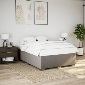 Cama sin colchón tela gris taupe 140x190