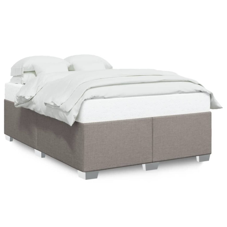 Cama sin colchón tela gris taupe 140x190
