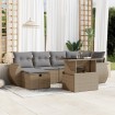Set sofás de jardín 7 piezas y cojines ratán sintético beige