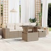 Juego de sofás jardín con cojines 6 pzas ratán sintético beige
