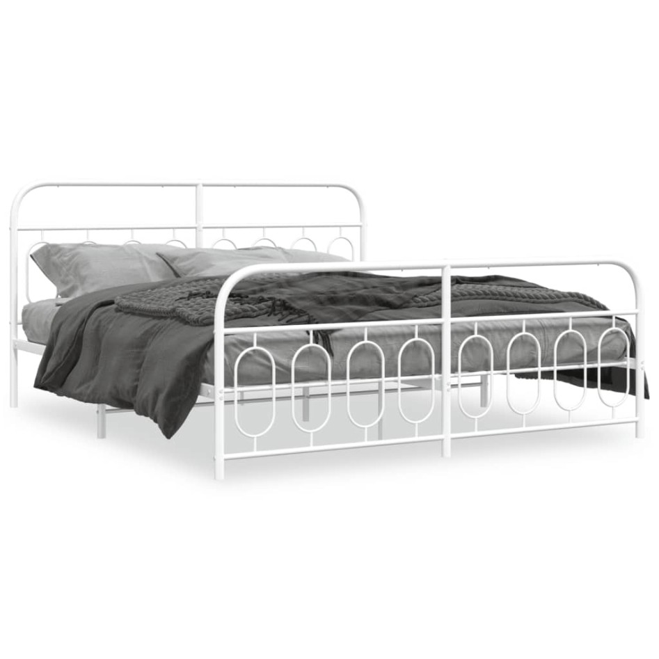 Estructura cama sin colchón con estribo metal blanco 160x200