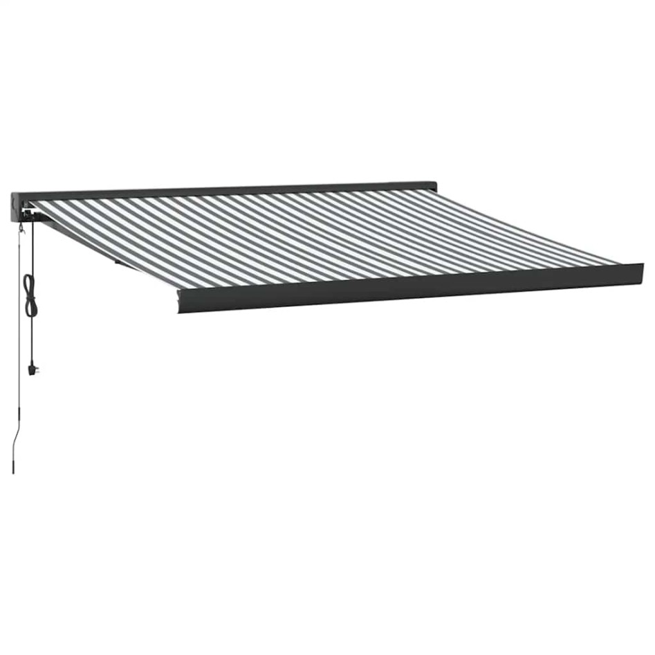 Toldo retráctil aluminio y tela gris antracita y blanco 3x2,5