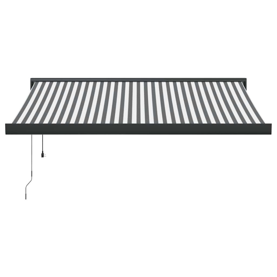 Toldo retráctil aluminio y tela gris antracita y blanco 3x2,5