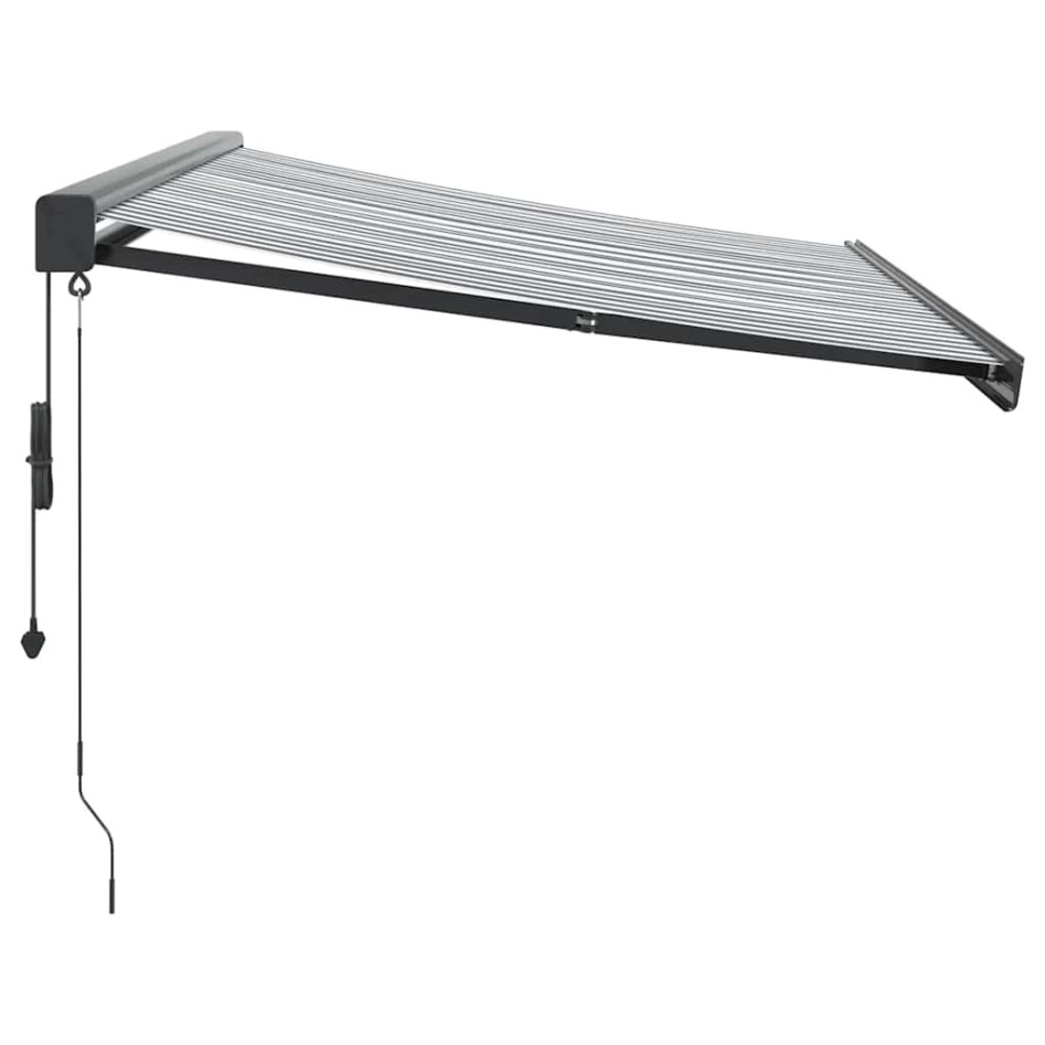 Toldo retráctil aluminio y tela gris antracita y blanco 3x2,5