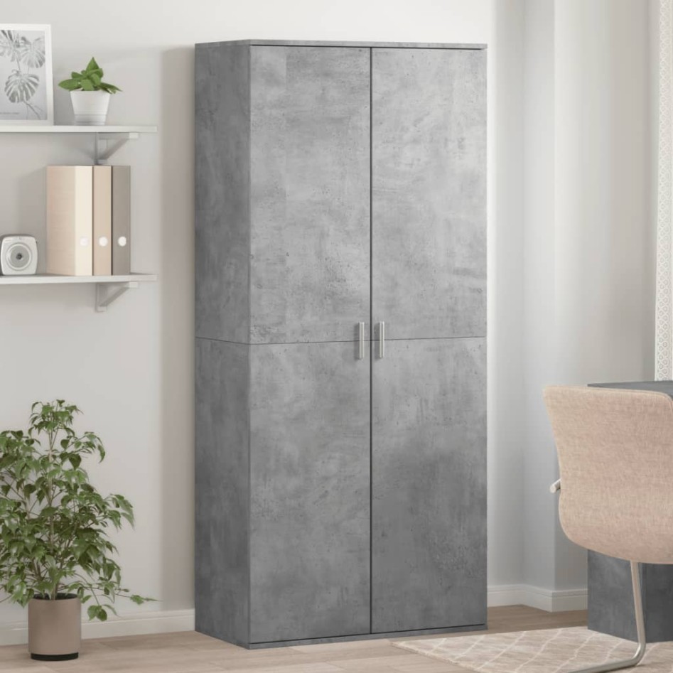 Mueble zapatero contrachapada gris hormigón 80x39x178