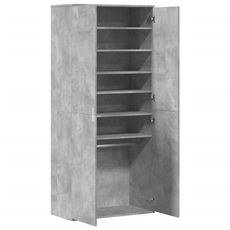 Mueble zapatero contrachapada gris hormigón 80x39x178