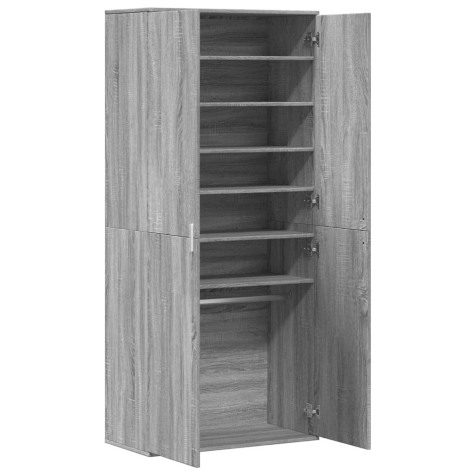 Mueble zapatero madera de ingeniería gris Sonoma 80x39x178