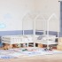 Set de cama y banco con techo madera de pino blanco 100x200