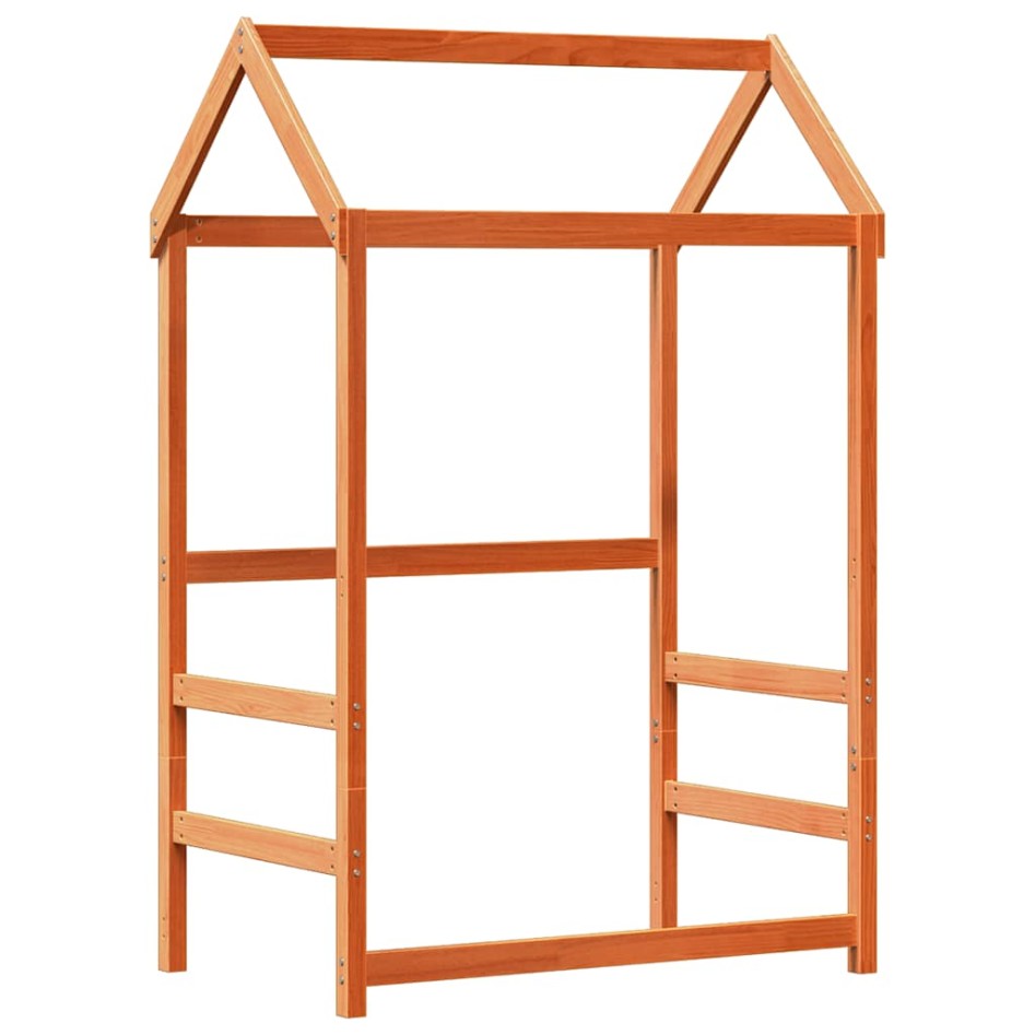 Set de cama y banco con techo madera pino marrón cera 75x190