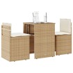 Sillas y mesita de jardín 3 piezas ratán sintético cojín beige