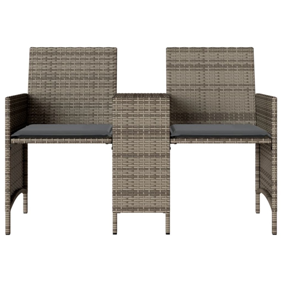 Sofá de jardín 2 plazas con mesa y taburetes ratán PE