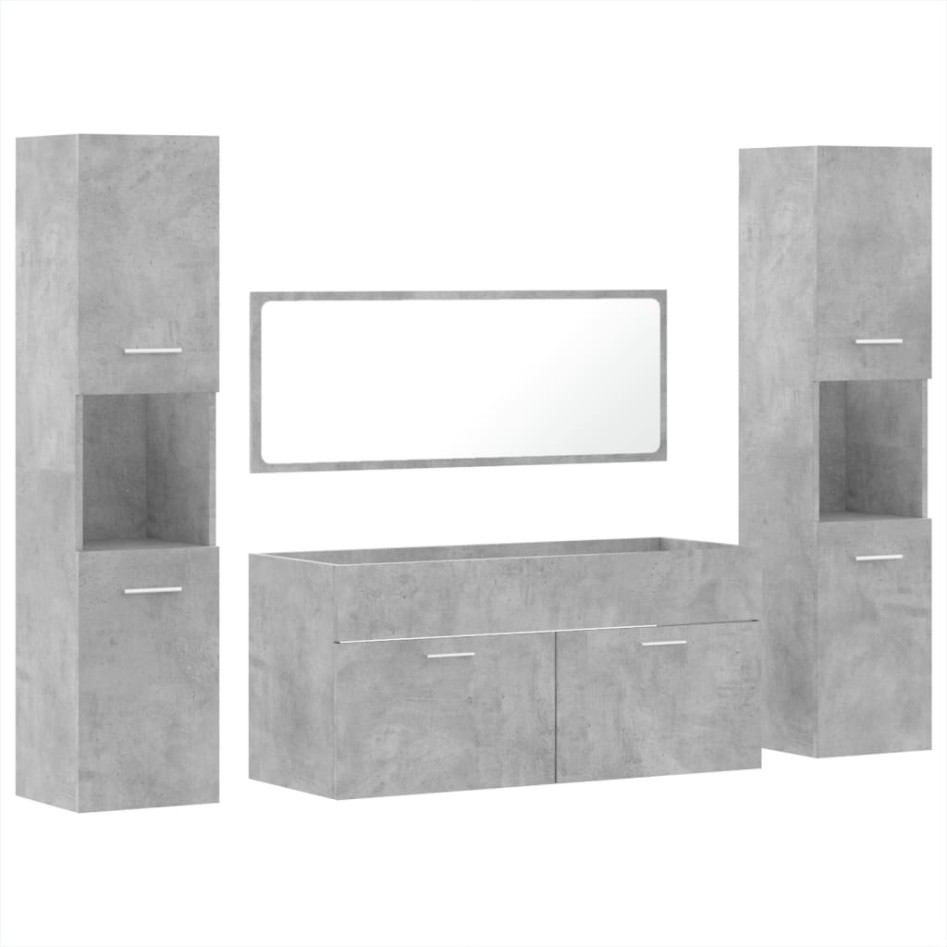Juego muebles de baño 4 pzas madera contrachapada gris
