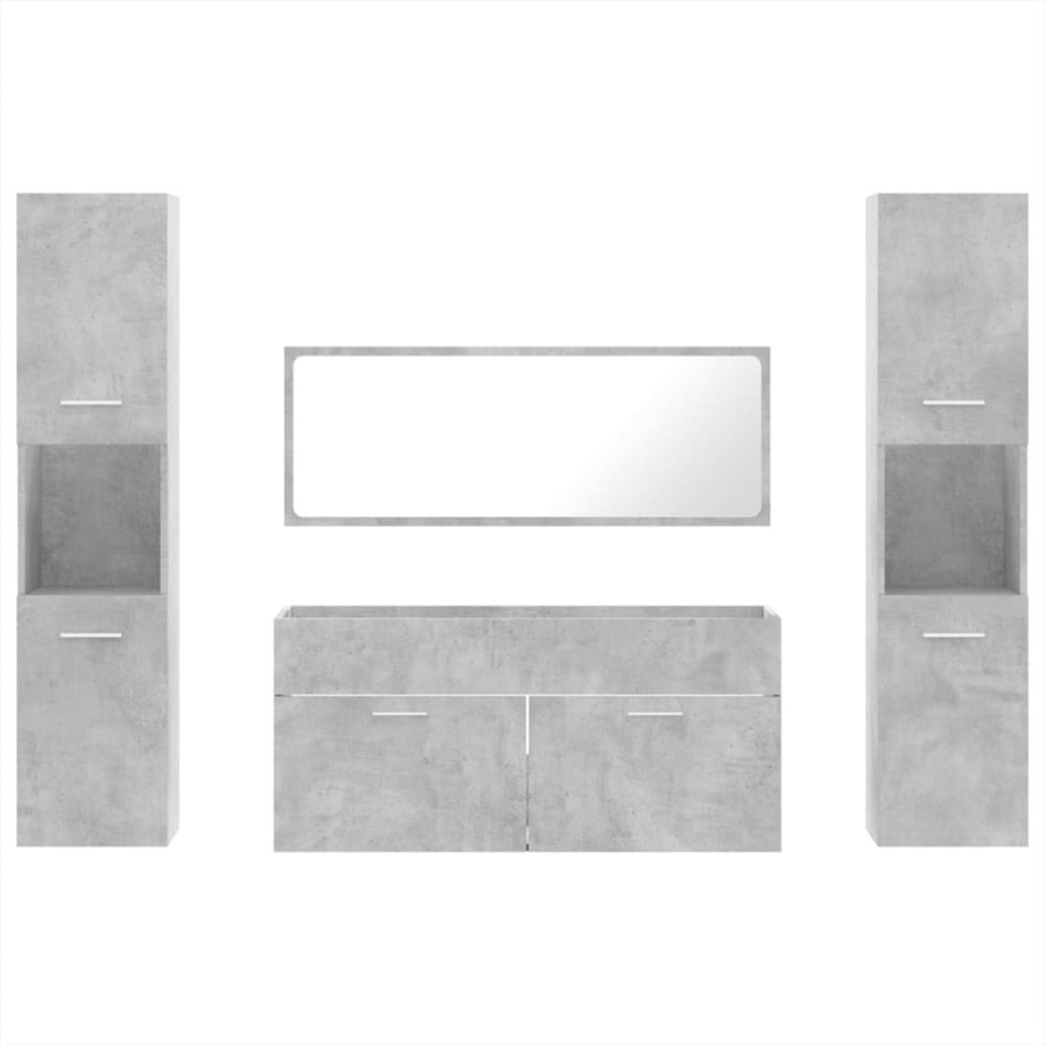 Juego muebles de baño 4 pzas madera contrachapada gris