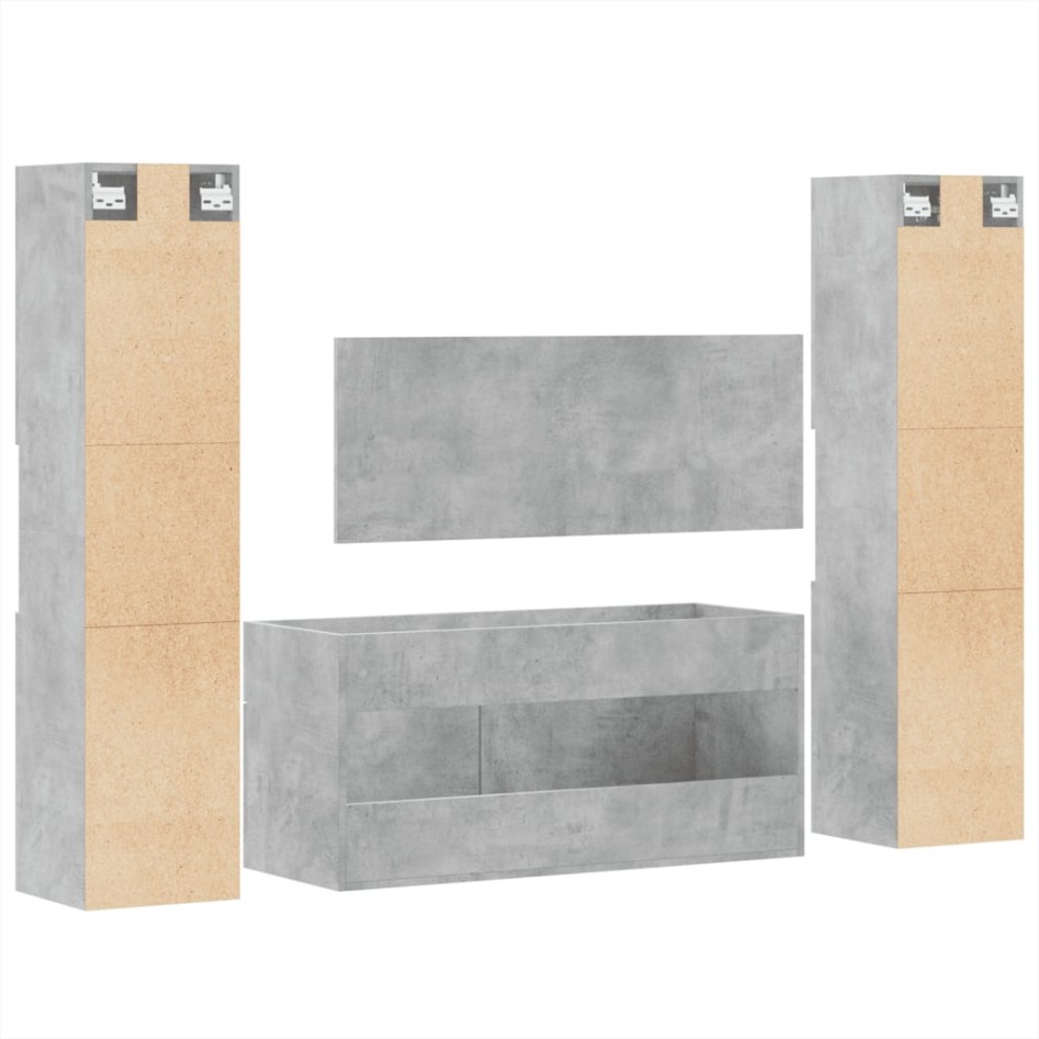 Juego muebles de baño 4 pzas madera contrachapada gris