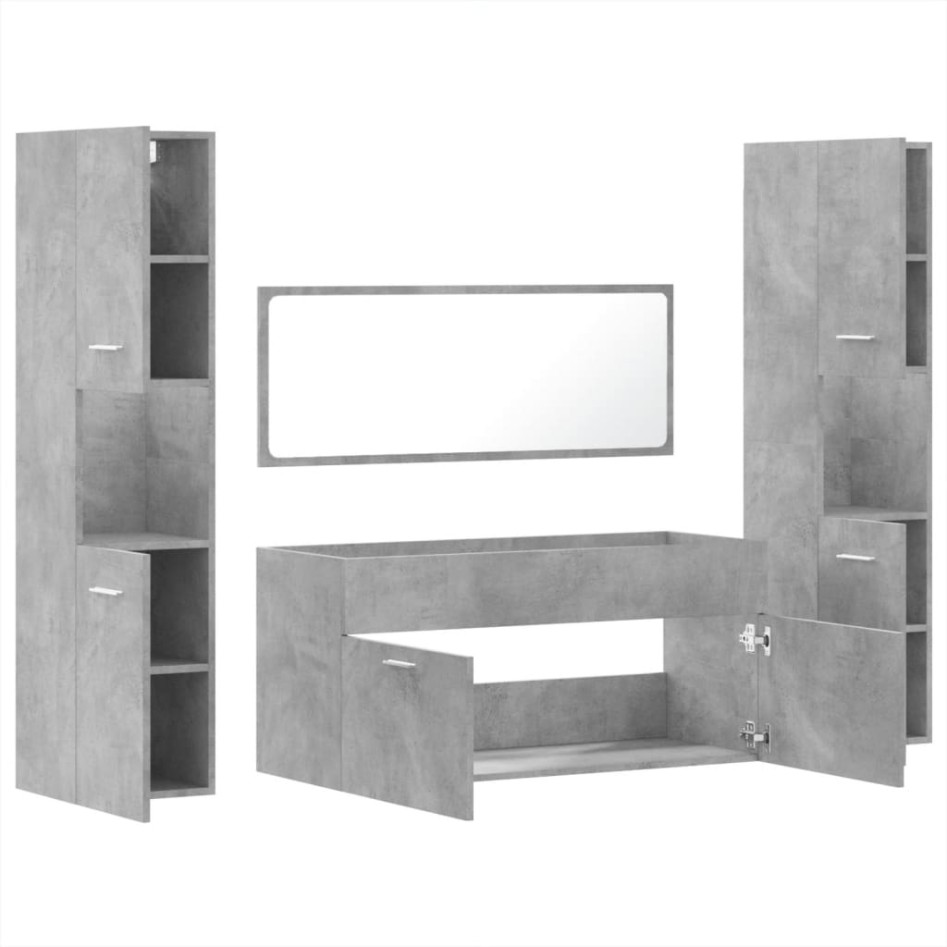 Juego muebles de baño 4 pzas madera contrachapada gris