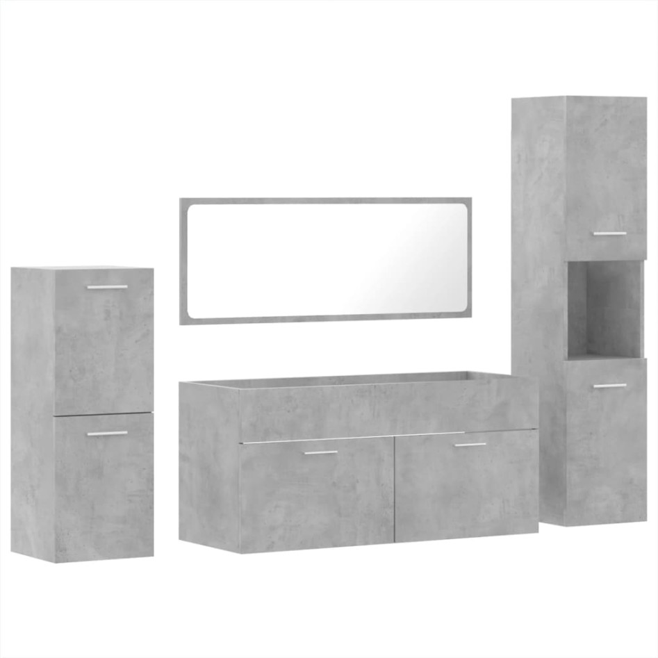 Juego muebles de baño 4 pzas madera contrachapada gris