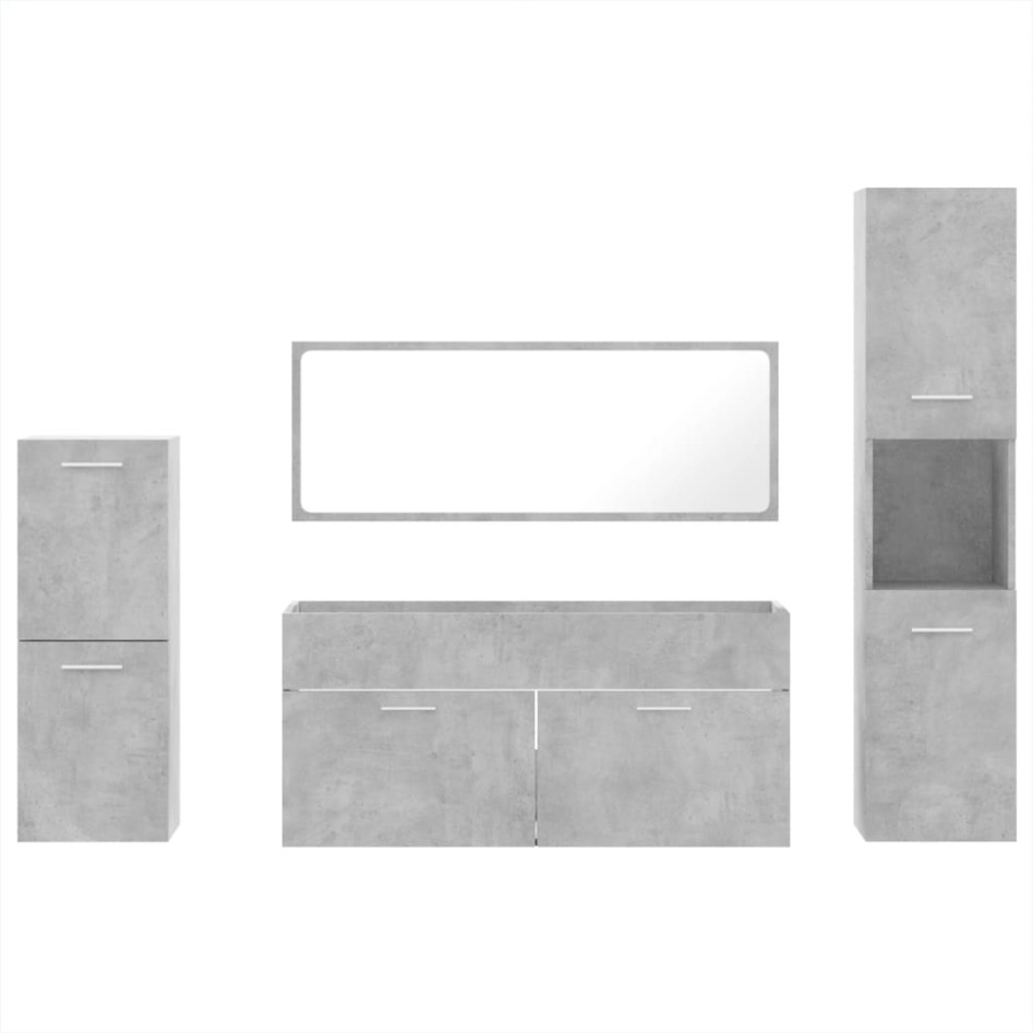 Juego muebles de baño 4 pzas madera contrachapada gris