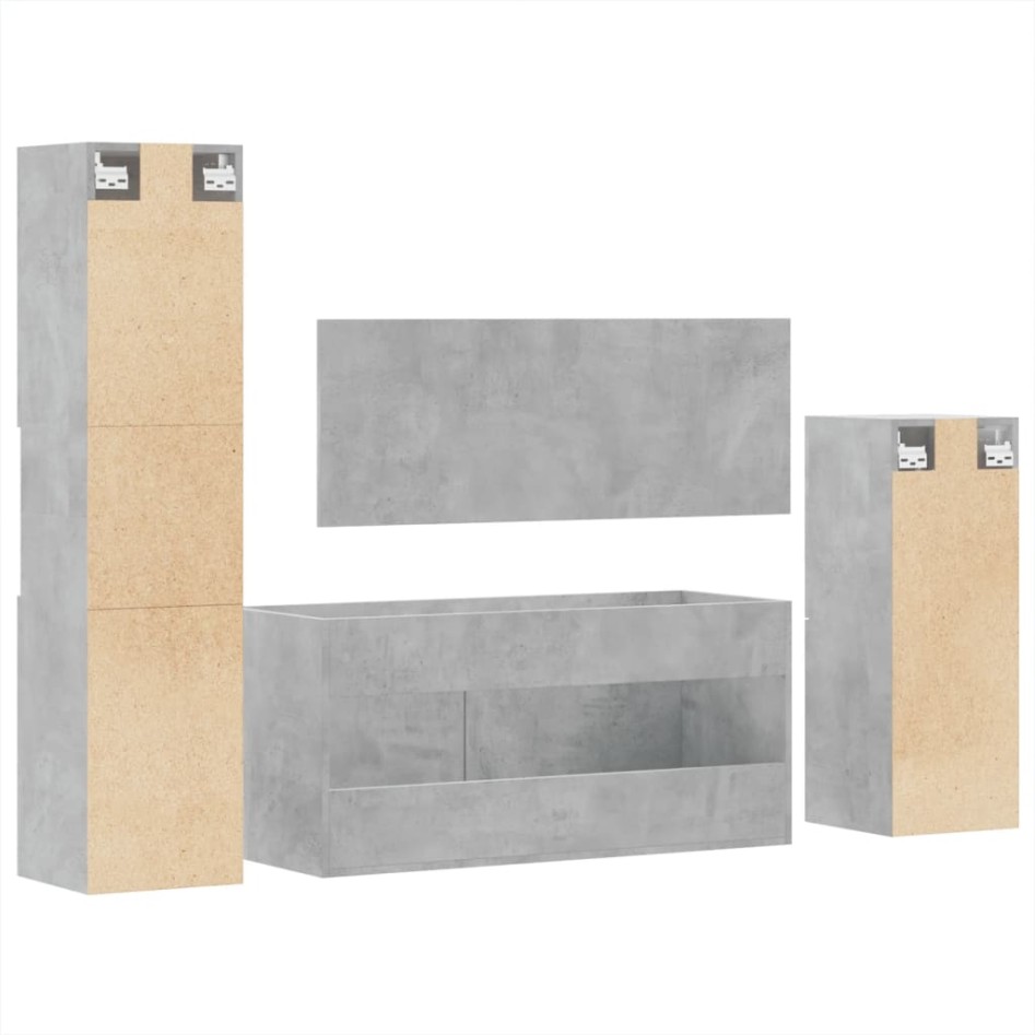Juego muebles de baño 4 pzas madera contrachapada gris