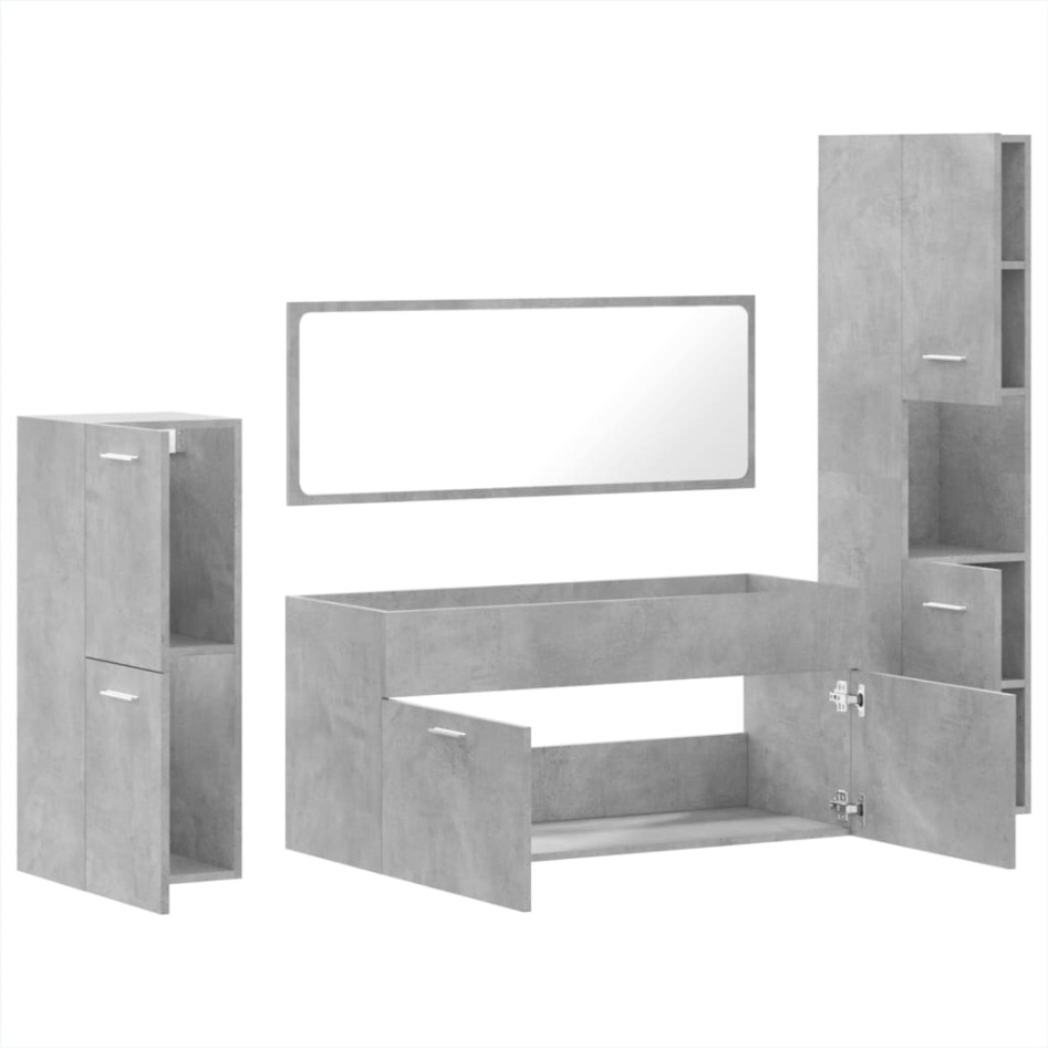 Juego muebles de baño 4 pzas madera contrachapada gris