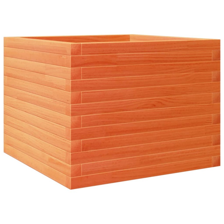 Jardinera de madera maciza de pino marrón cera 60x60x45,5