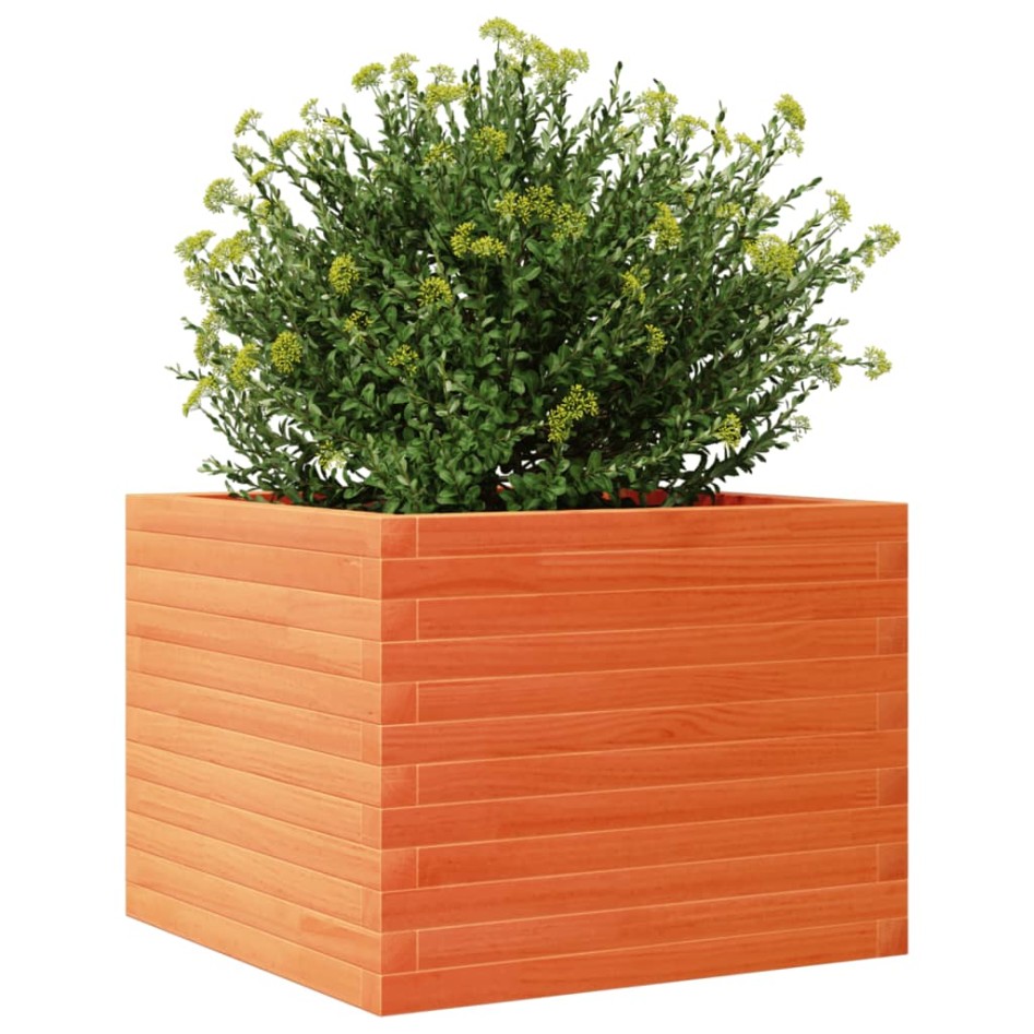 Jardinera de madera maciza de pino marrón cera 60x60x45,5
