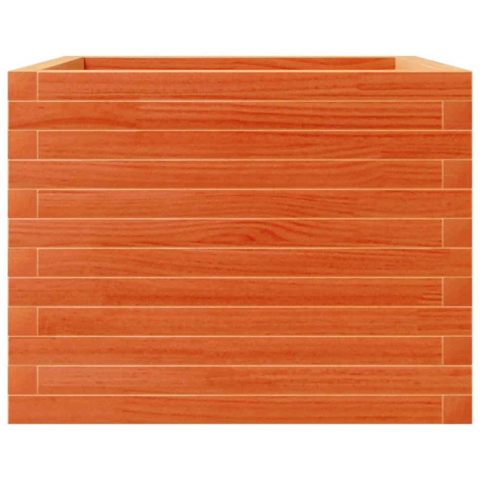 Jardinera de madera maciza de pino marrón cera 60x60x45,5