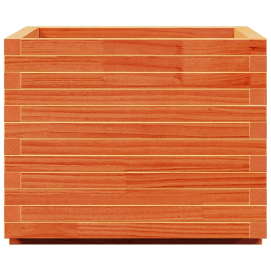 Jardinera madera maciza de pino marrón cera 60x60x49,5