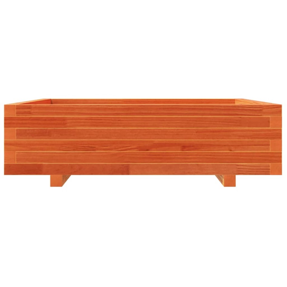 Jardinera de madera maciza de pino marrón cera 90x90x26,5
