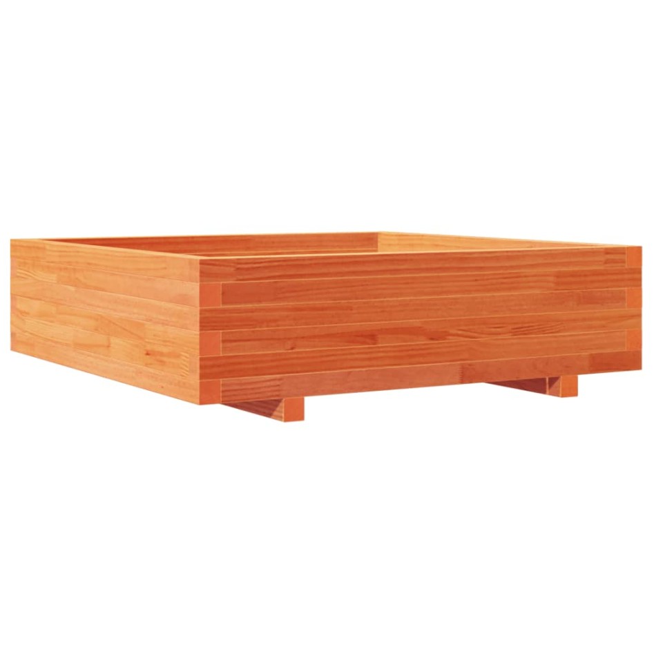 Jardinera de madera maciza de pino marrón cera 90x90x26,5