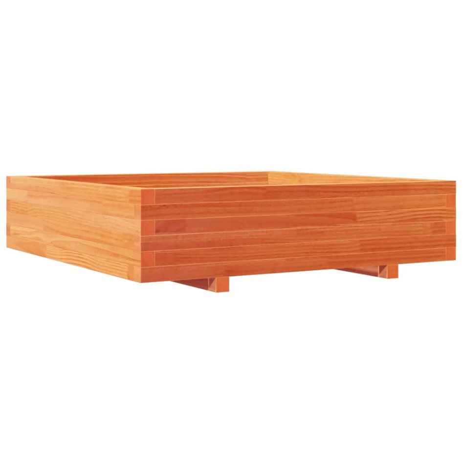 Jardinera de madera maciza de pino marrón cera 100x100x26,5