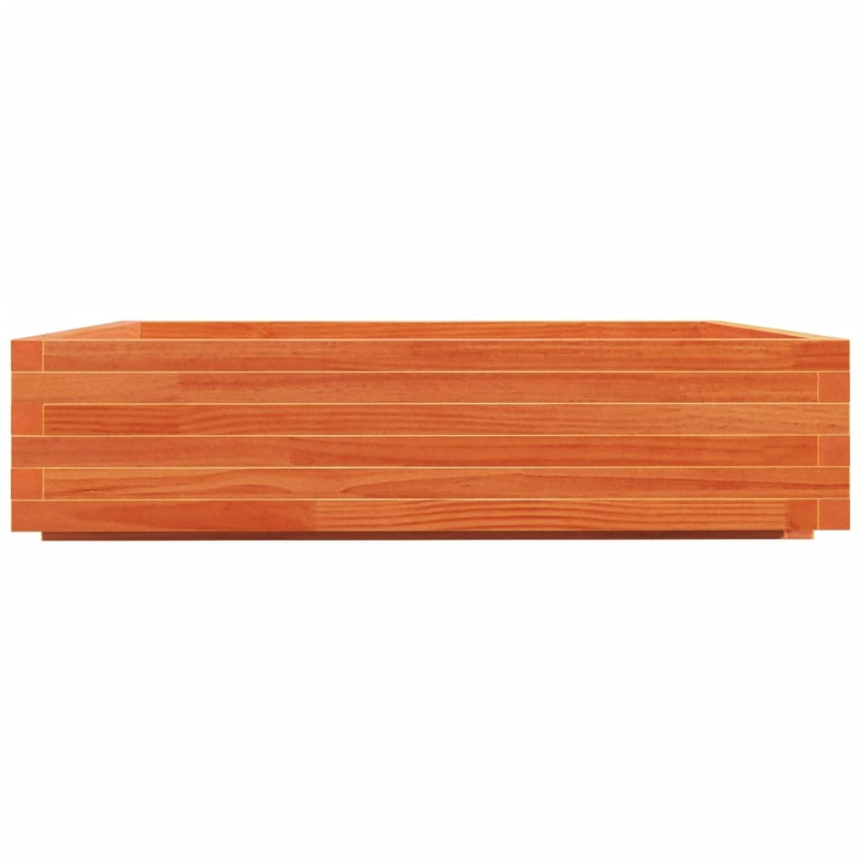 Jardinera de madera maciza de pino marrón cera 100x100x26,5