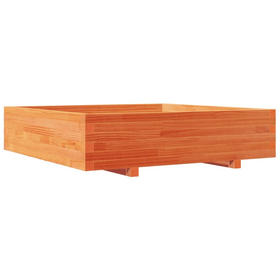 Jardinera de madera maciza de pino marrón cera 100x100x26,5