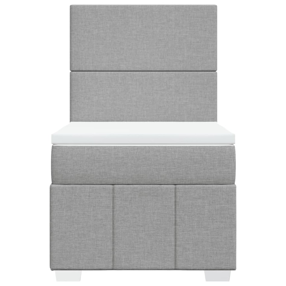 Cama box spring con colchón tela gris claro 90x200