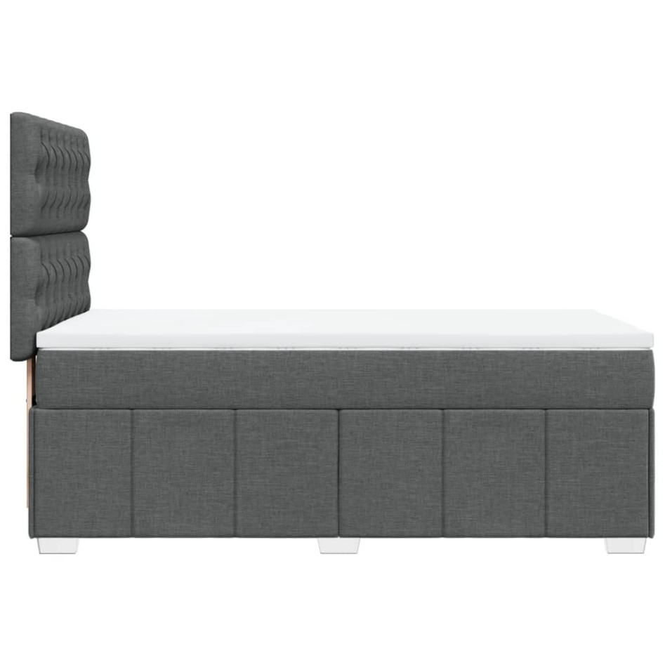 Cama box spring con colchón tela gris oscuro 90x200