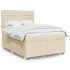 Cama box spring con colchón tela color crema 140x200